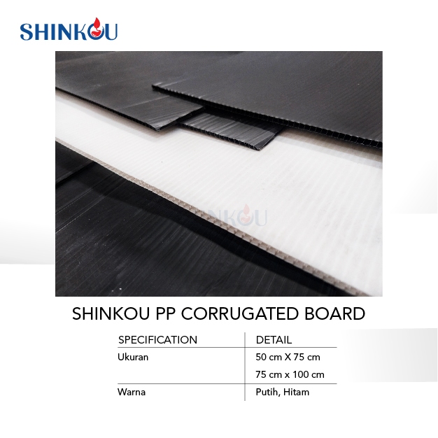 

PP Corrugated Board / Impraboard / Infraboard Lembaran tebal 5 mm uk 50x75 cm, 75x100 cm Hitam Putih Biru