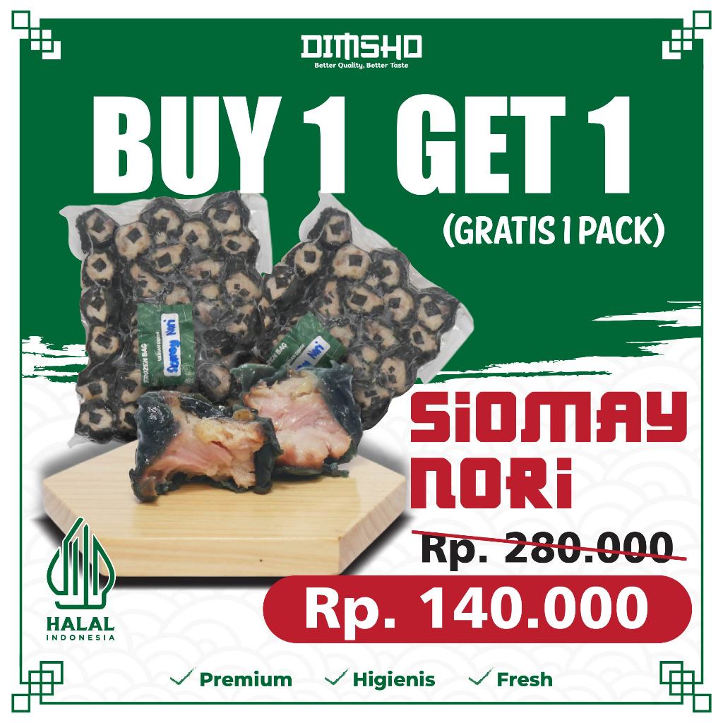 

(BUY 1 GET 1) DIMSUM SIOMAY NORI II GRATIS 1 PACK ISI 30 PCS II SIOMAY NORI 1 PACK ISI 30 PCS