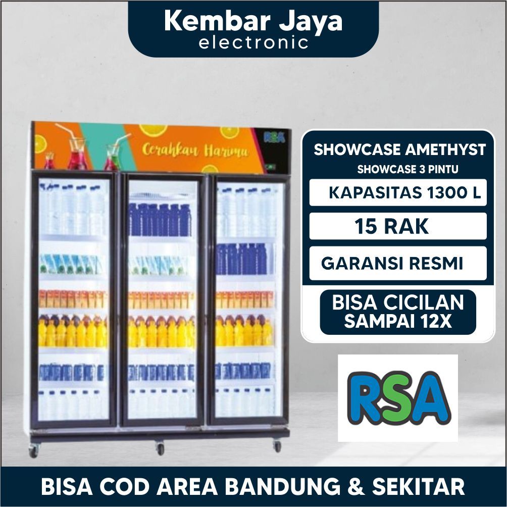 RSA Showcase 3 pintu AMETHYST Display Chiller Cooler 1280 Liter