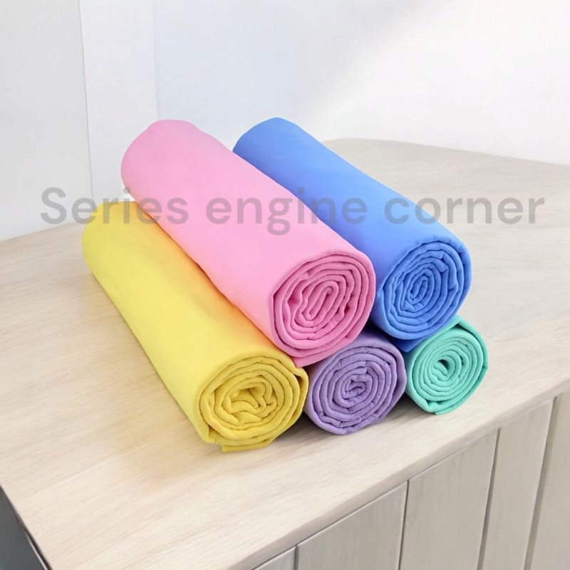 kain lap kanebo warna kualitas premium 43x32 plas chamois kuning biru hijau tosca peach ungu motor m