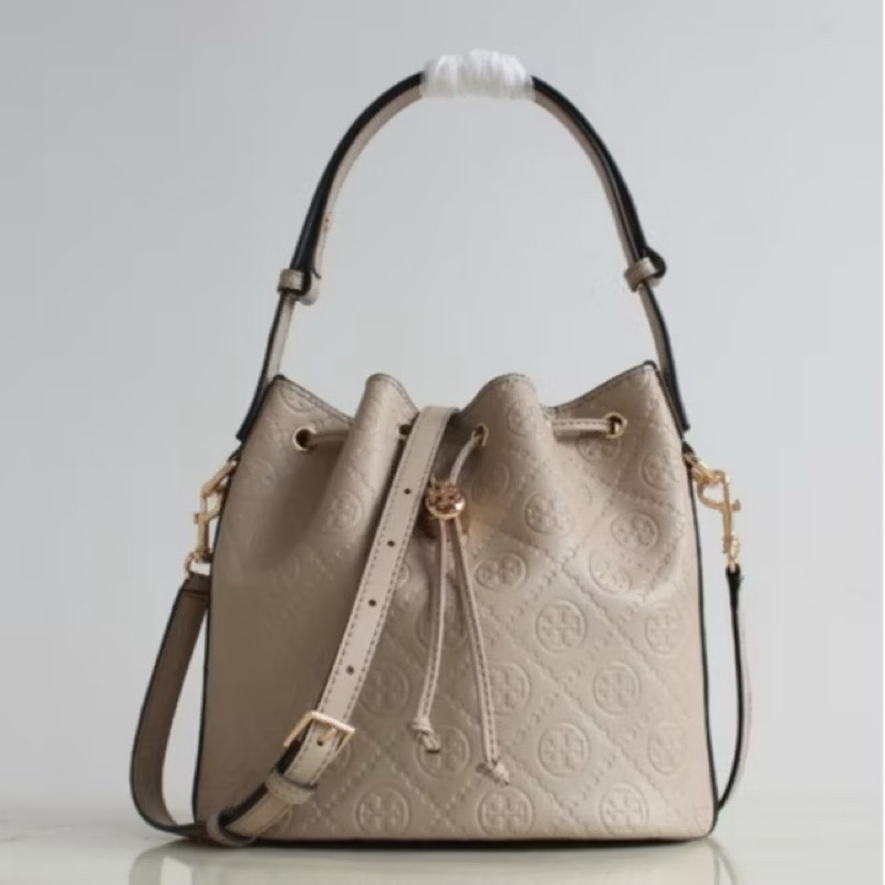 tb t monogram bucket leather