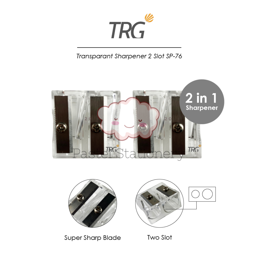 

TRG Transparant Pencil Sharpener 2 in 1 SP-76 - Serutan Rautan Pensil Tajam Bening Transparan 2 Lubang TRG