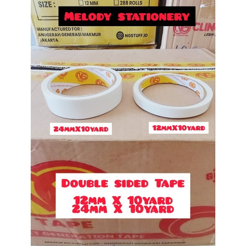 

DOUBLE TAPE STATIONERY 12mmX10yard & 24mmX10yard DOUBLE SIDED TAPE/LEM TIMBAL BALIK,QUALITY BAGUS PREMIUM