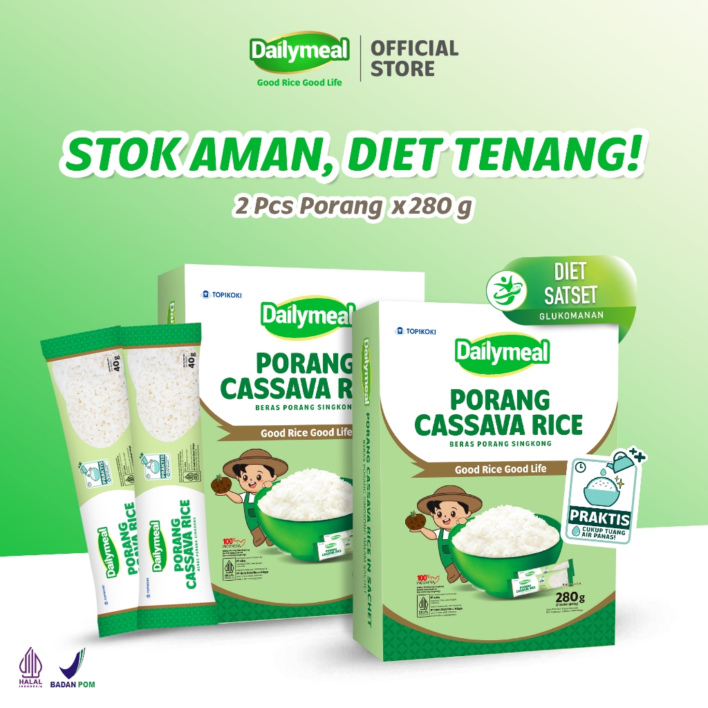 

[Bundling Hemat] Dailymeal - Porang Cassava Rice (Beras Porang) 280g (2pcs) – Karbo Lebih Ringan untuk Diet Sehat