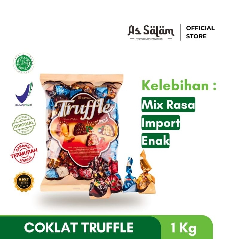 

Coklat Truffle Elvan Coklat Arab / turki Mix rasa Oleh Oleh Haji dan Umroh - 1 Kg