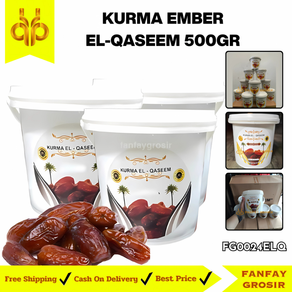 

[FG] Kurma El Qaseem Kemasan Ember 500 Gram mirip Al Qaseem Al Qasiim Halal Original Manis MURAH