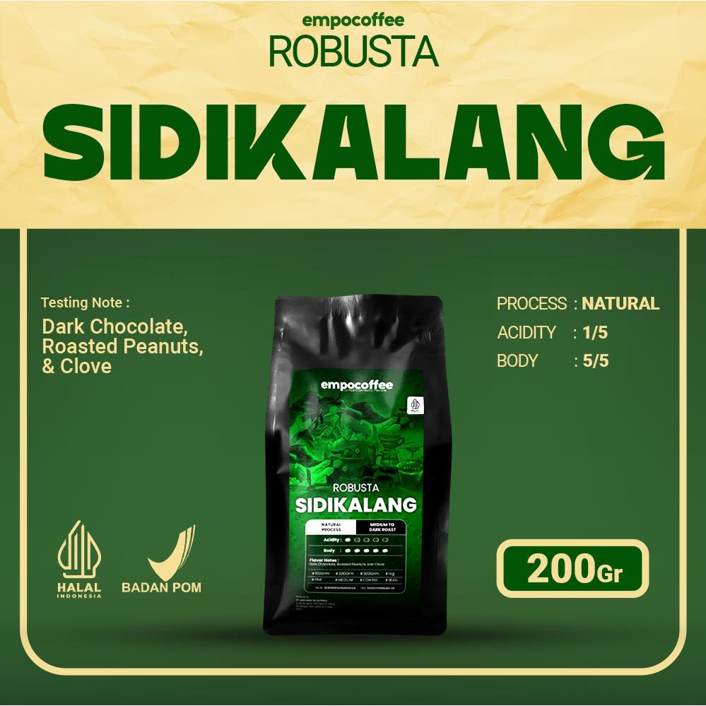 

Empo Coffee Biji Kopi Bubuk Robusta Sidikalang Sumatra Coffee Bean Espresso Coffe Roast Beans 200 Gram