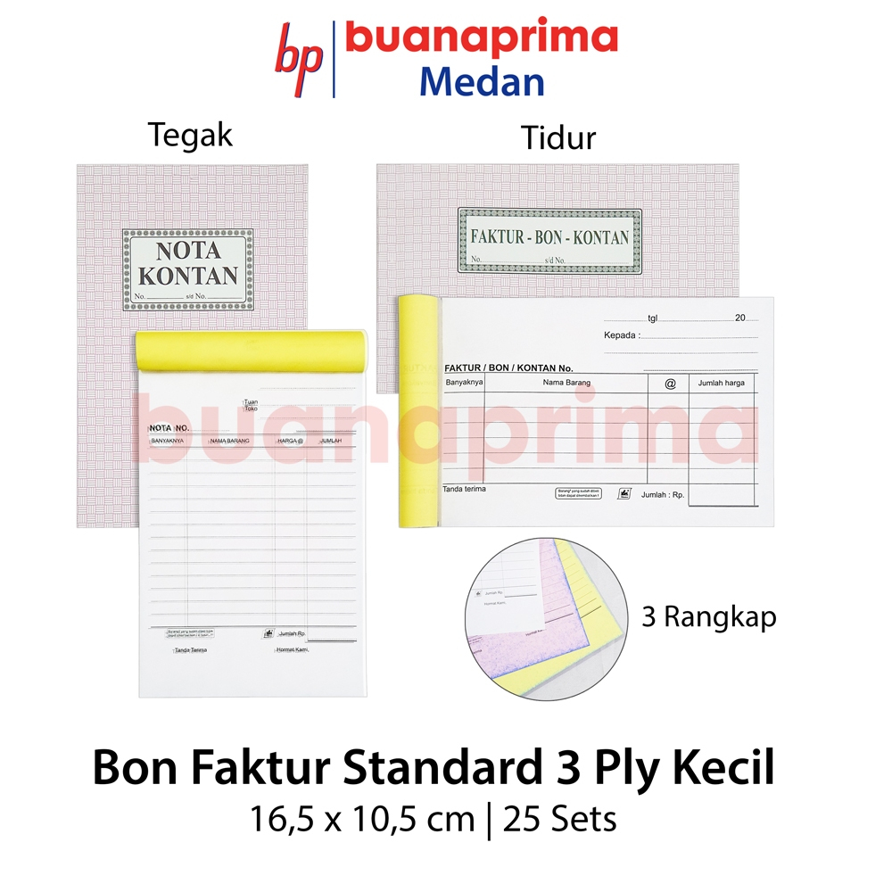 

Bon Faktur STANDARD 3 PLY KECIL Tegak Tidur Buku Nota Kontan NCR