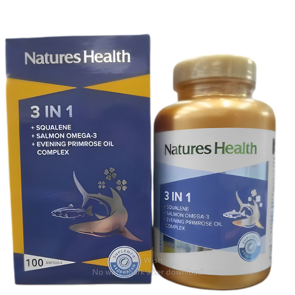 NATURE'S HEALTH 3 IN 1 SQUALENE + SALMON OMEGA 3 ( OMEGA-3 ) + EPO 100