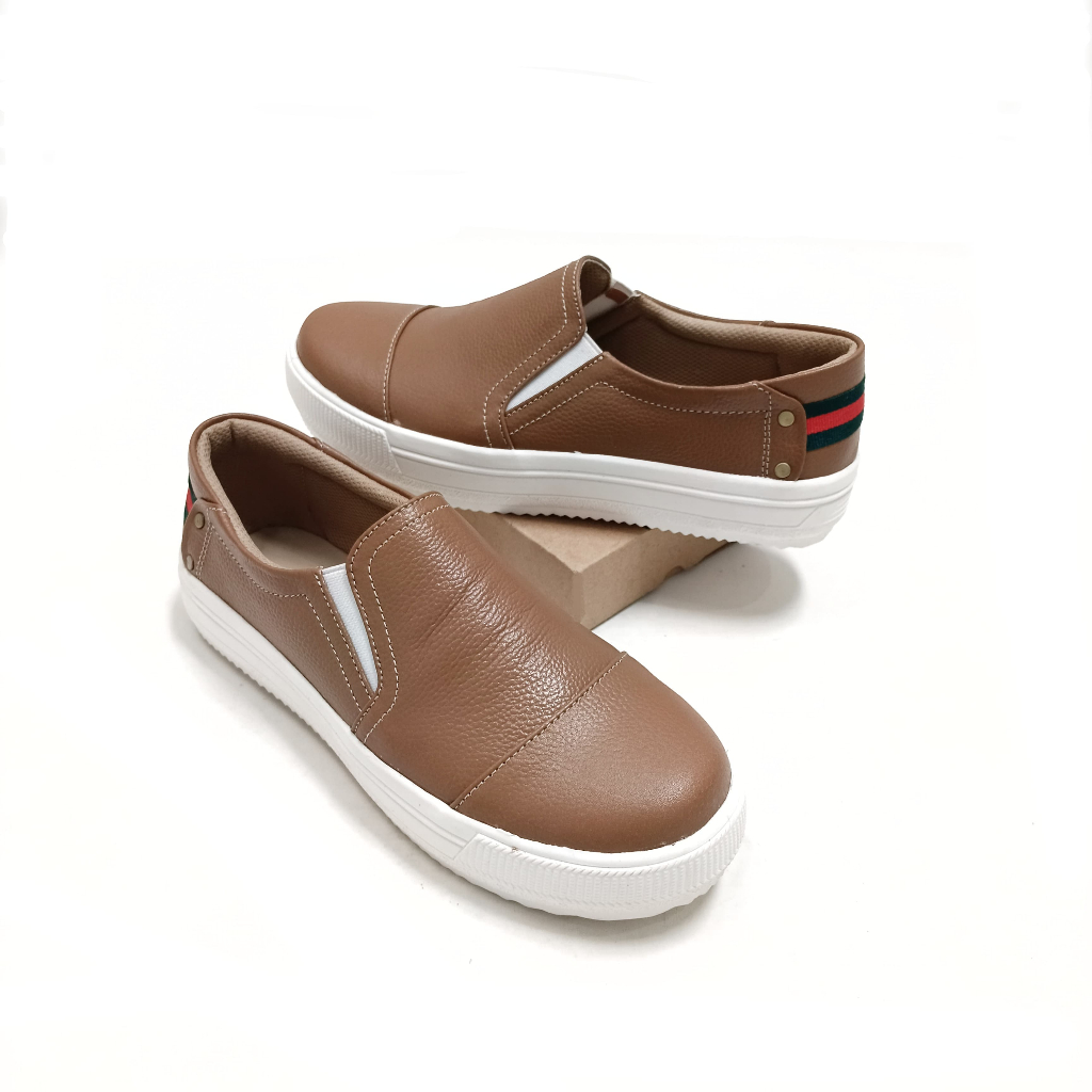 Sepatu Kulit Slipon Original Garut Cewek Kasual Kerajinan Garut Asli Kulit Sapi Kerajinan Asli Sukar