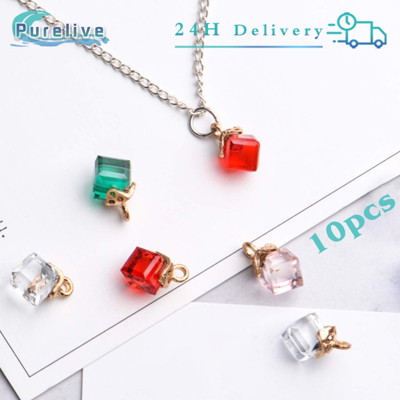 10PCS Charm Enamel Pendant Charm Persegi Kristal City Beads Kerajinan Aksesoris Gelang