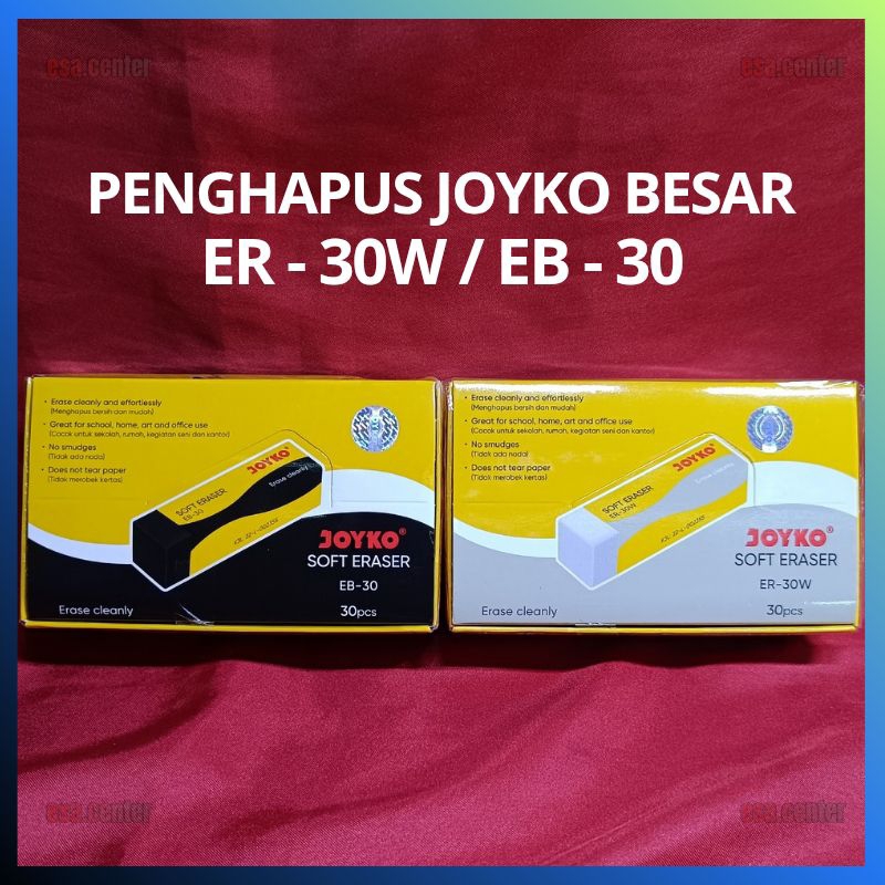 

1Pcs Penghapus Hapusan Pensil Besar Joyko EB - 30 Hitam / Eraser Soft Joyko Besar ER - 30 W Putih (Besar)