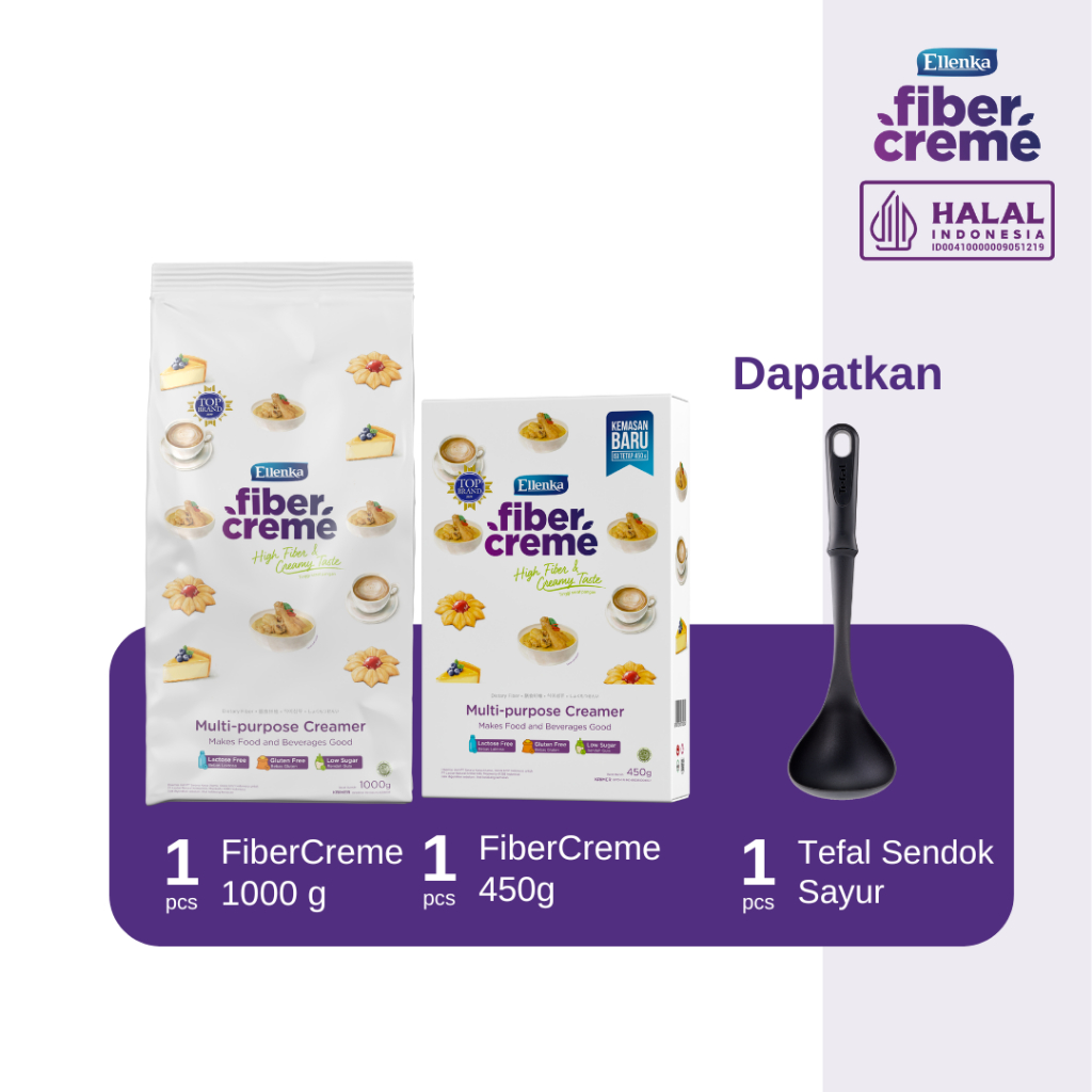 

[Family Package FiberCreme X Tefal] FiberCreme 1000 gr + FiberCreme 450 gr Free Tefal Sendok Sayur