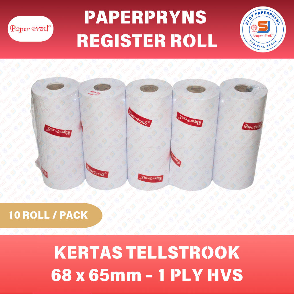 

PAPERPRYNS Kertas Telstrook Register Roll 68 x 65mm - 1 PLY HVS - 1 PACK (ISI 10 ROLL)