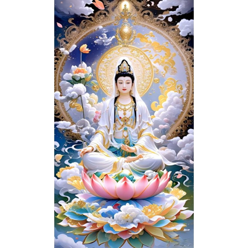 Lukisan Poster Cetak Dewi Kwan im budha Chinese dekorasi rumah ruang tamu