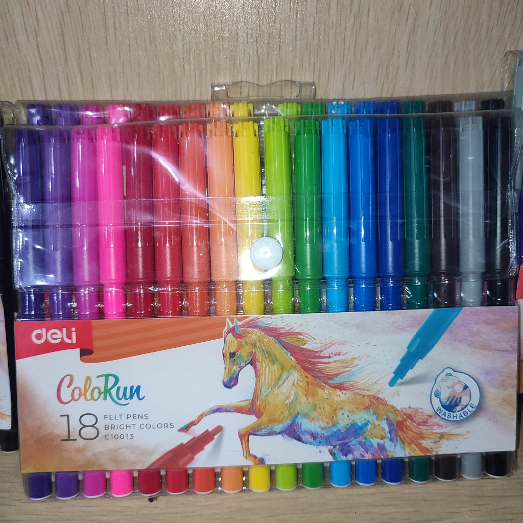 

Deli - Spidol Felt Pen 18 Warna Colorun Washable 1.0 mm - C10013