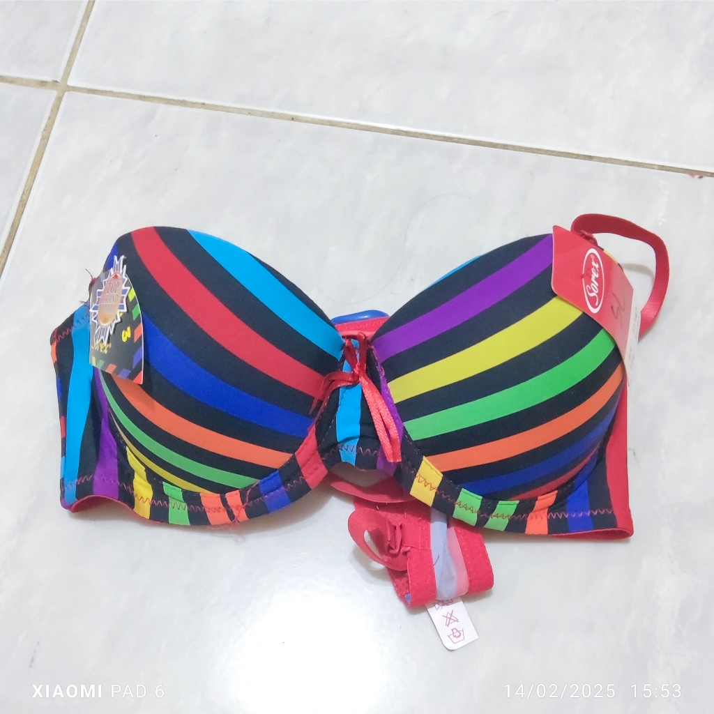 Bra sorex wanita dewasa ukuran 36/80 rainbow berkawat 1/2 cup