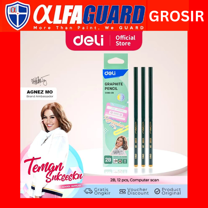 

Deli Graphite Pencil / Pensil Ujian 2B Isi 12 Pcs - CC083-2B