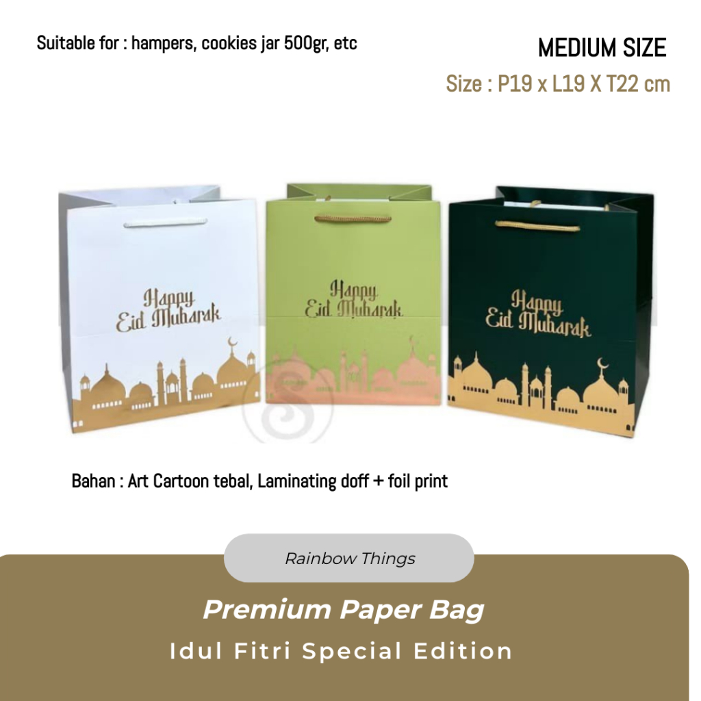 

Premium Paper Bag Idul Fitri size Medium P19 x L19 x T22cm