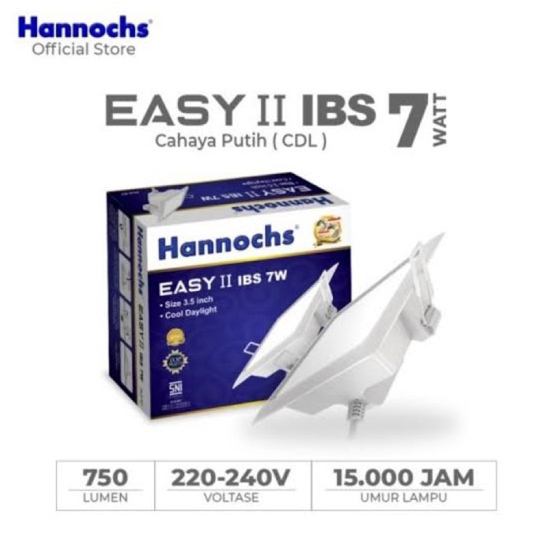 Lampu Downlight LED Hannochs IBS 7 Watt (Cahaya Putih / 6.500K)