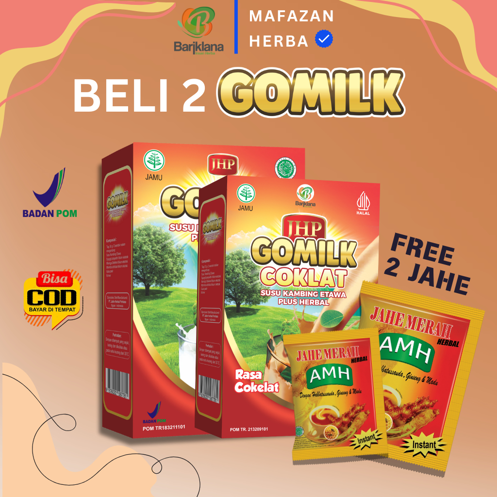 

[ BISA COD + GARANSI ] [ GRATIS 2 JAHE ] Gomilk Susu Kambing Etawa Plus Herbal Penambah Nafsu Makan Netto 200 gr