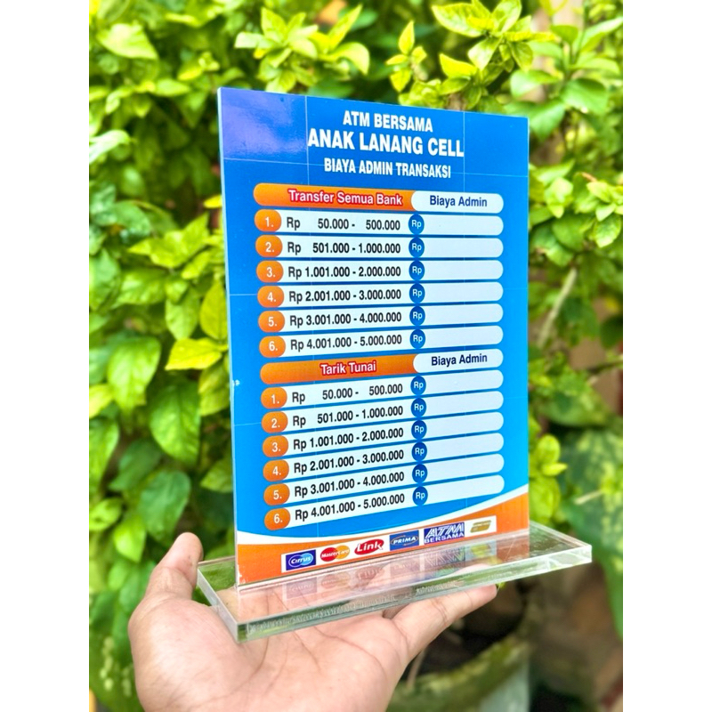 

BISA CUSTOM NAMA AGEN / TOKO AKRILIK MEJA UKURAN 15x20CM BAHAN TEBAL AGEN BANK BRI BRILINK