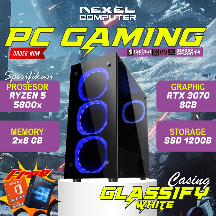 Pc Gaming - Ryzen 5 5600G - Vega 7 - SSD 512GB NVME - 16GB RAM - Render