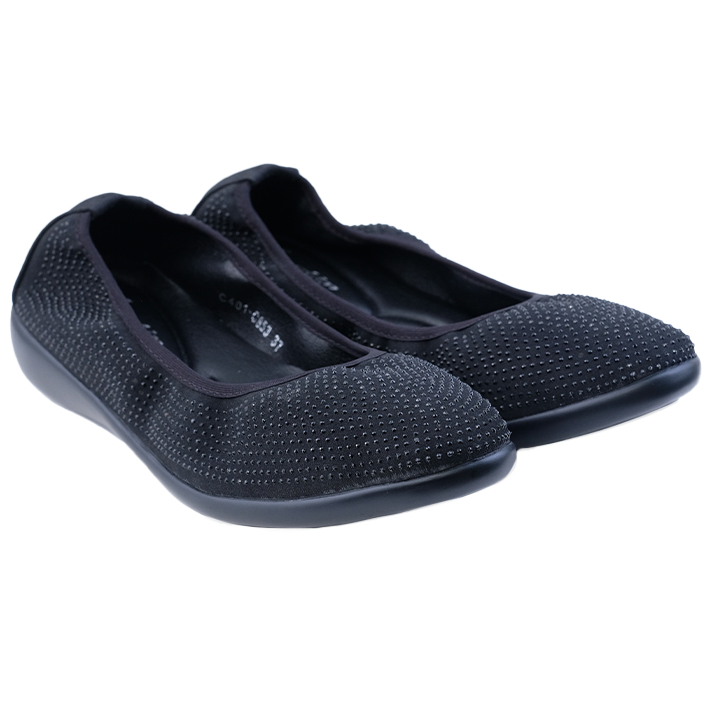 Sepatu Flat Flats Shoes Ballet Wanita AUSTIN JieRu Black Khaky Hitam Khaki