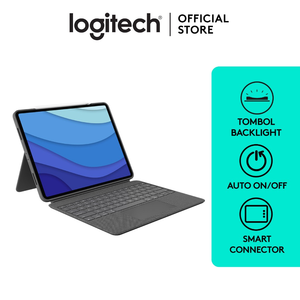 Logitech Combo Touch Keyboard Case untuk iPad Pro 12.9-inch (5th & 6th generation)