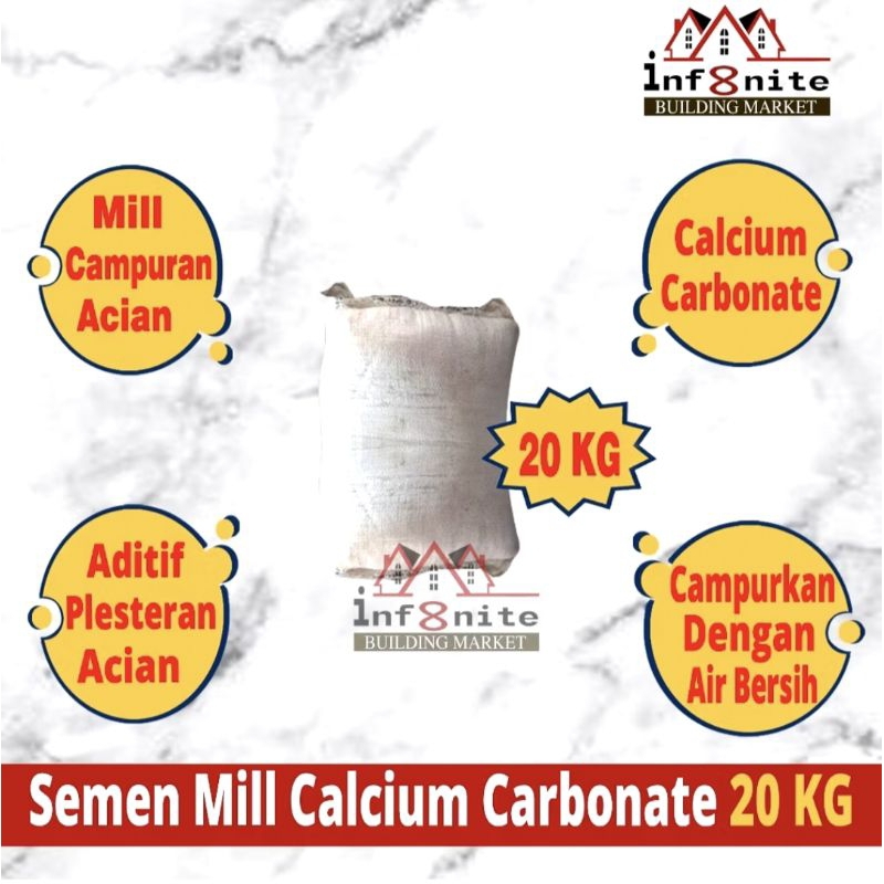 Semen Mill Calcium Carbonate 20 KG Mil Acian Putih Kalsium Karbonat
