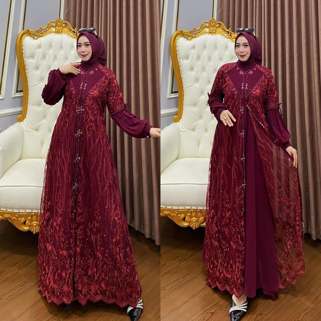 Baju Gamis Dress Mutiara Payet Elegan Style