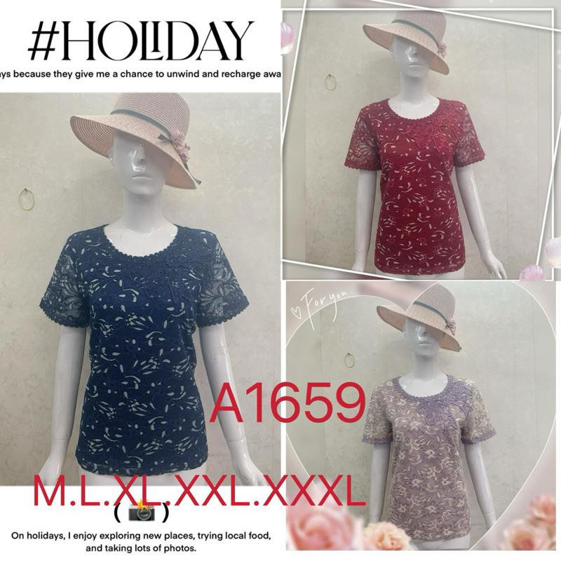 BLOUSE BRUKAT ORANG TUA JUMBO IMPORT/ ATASAN IBU IBU BIGSIZE IMPORT