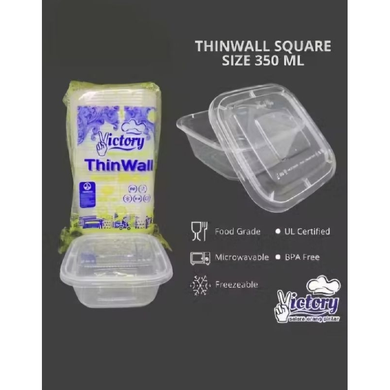 Thinwall Kotak Makan Plastik Square / Segiempat Kecil