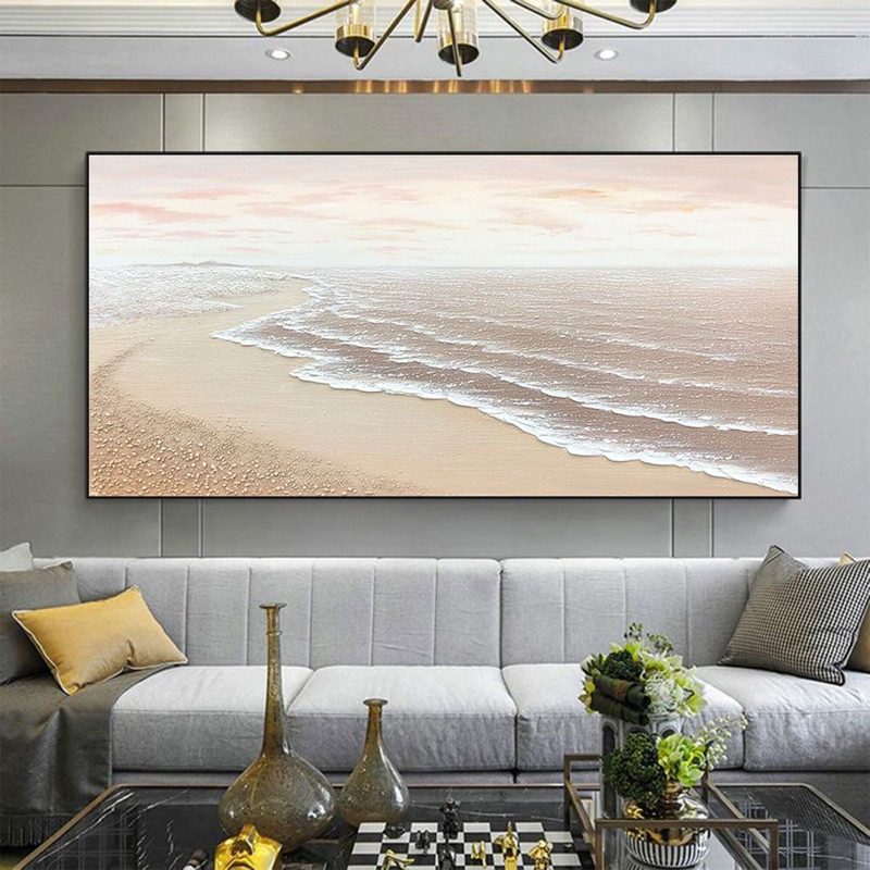 Lukisan kanvas bibir pantai aesthetic