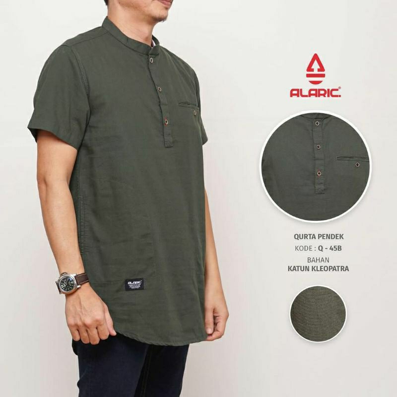 ALARIC Baju Muslim Koko Kurta Pria Dewasa Lengan Pendek Premium
