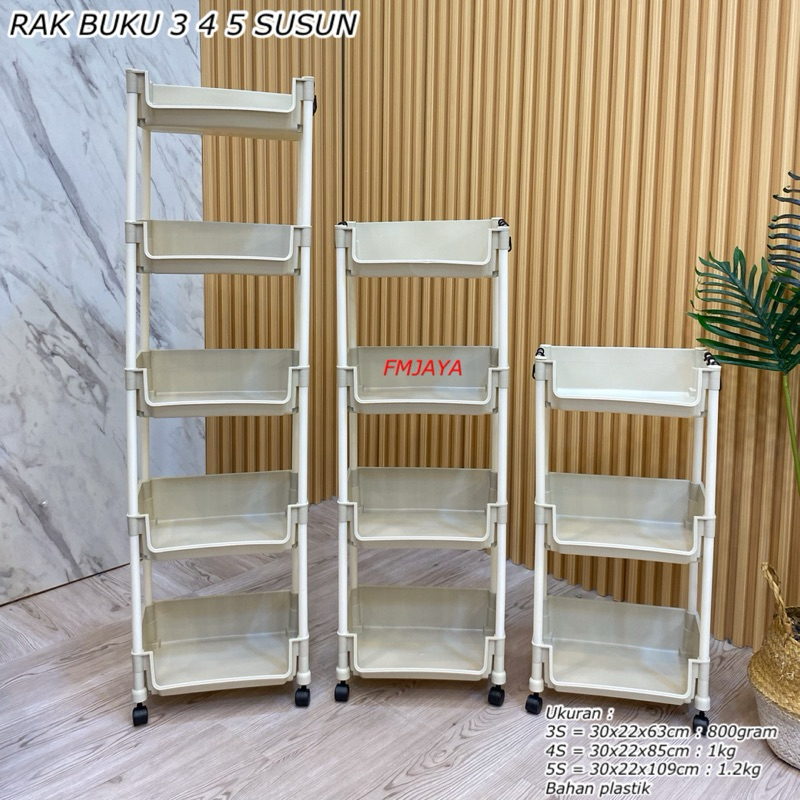 [GP77] RAK BUKU 5 - 4 - 3 SUSUN || RAK BUKU PORTABLE + RODA || RAK SERBAGUNA DORONG || RAK BUKU DORO