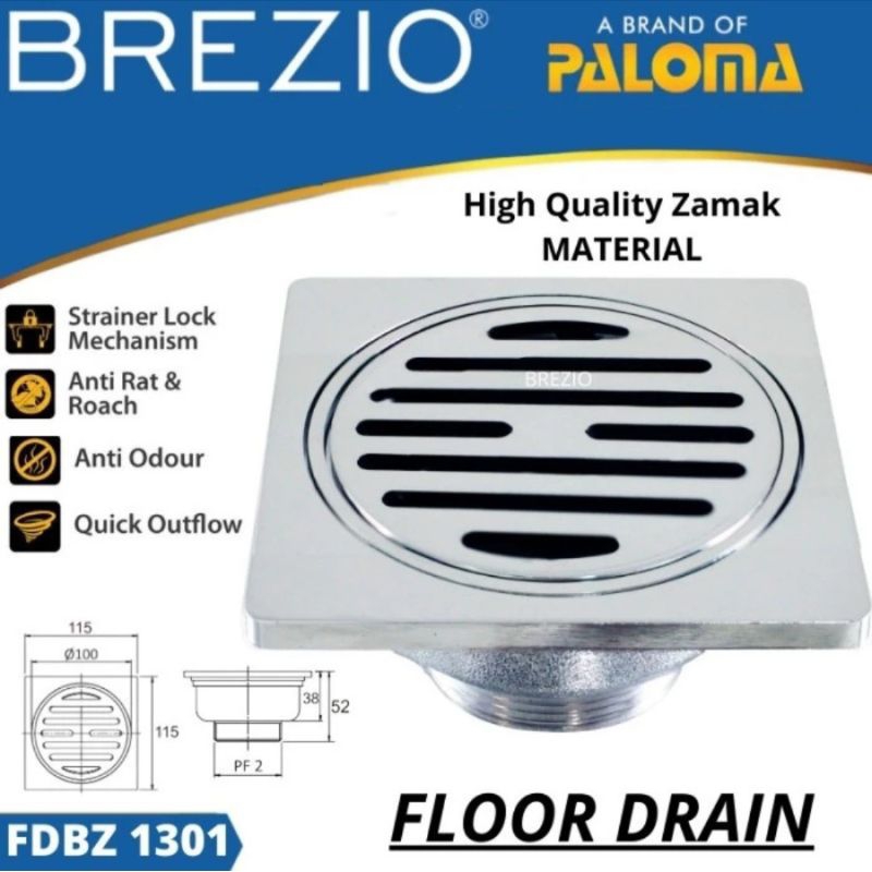 FLOOR DRAIN BREZIO  FDBZ 1301 chorme Lubang saringan wc kamar mandi