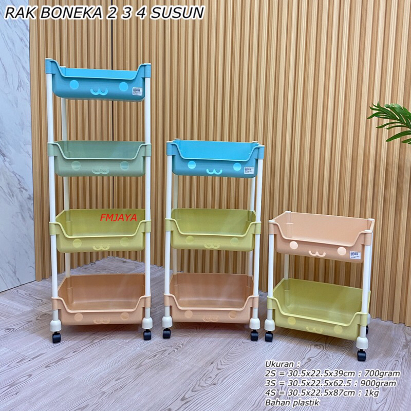 RAK BONEKA 4 - 3 - 2 SUSUN || RAK BONEKA PORTABLE + RODA || RAK SERBAGUNA DORONG || RAK BONEKA DORON
