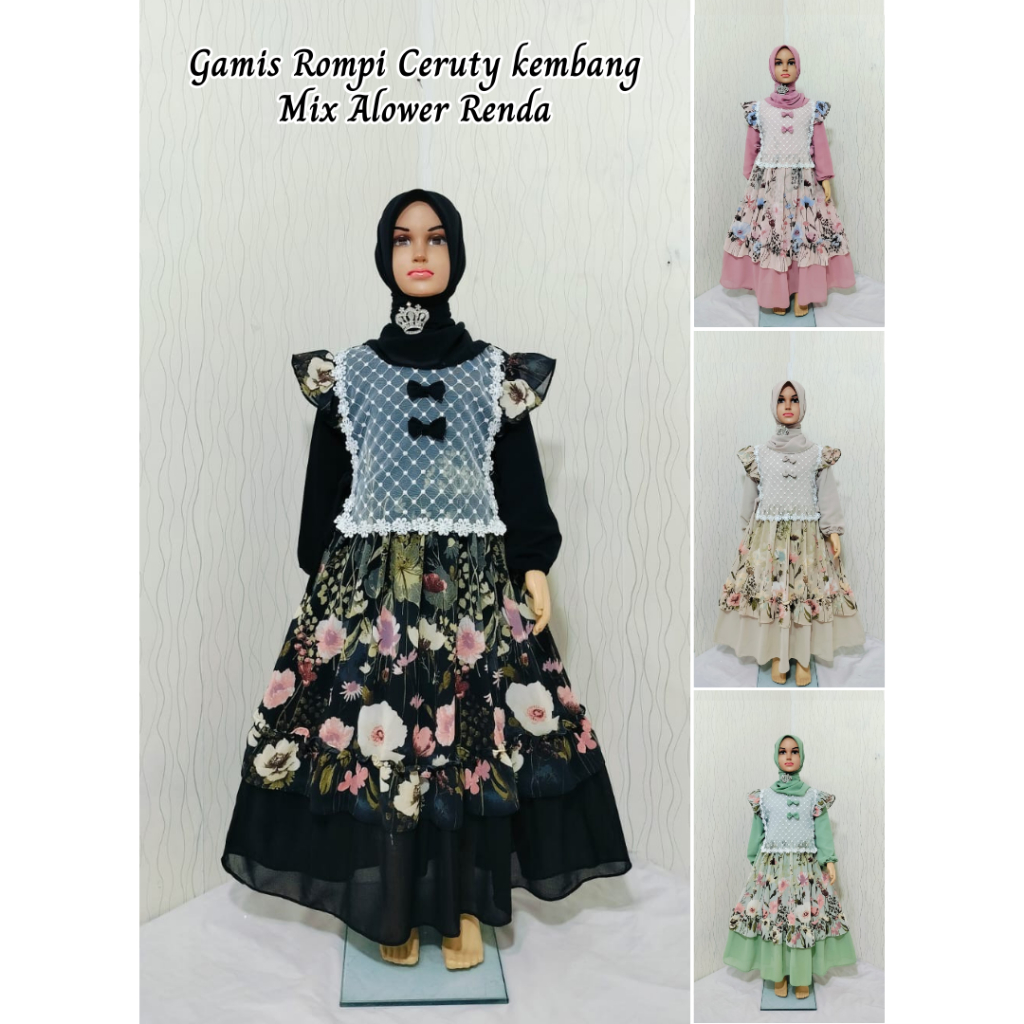 Baju Gamis Muslimah Terbaru 2025 Untuk Anak Perempuan Usia 3-12 Tahun | Baju Gamis Muslimah Etnic Ce