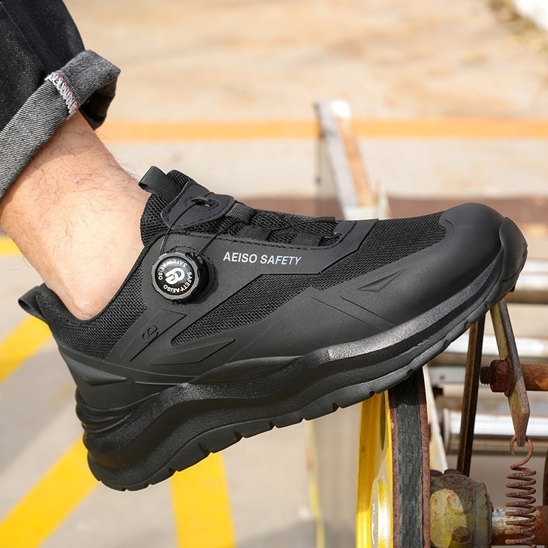 Sepatu Safety Import Model tali putar Boa System Ujung Besi Sporty Safety Shoes Anti Paku Safety Sho