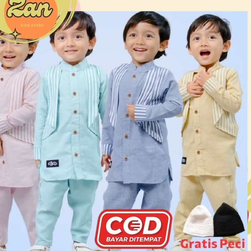 Setelan Baju Anak  Koko Bayi Anak Laki Laki Cutekids Athalla 3.0 Muslim Anak 1 2 Tahun 3 4 Tahun 5 T