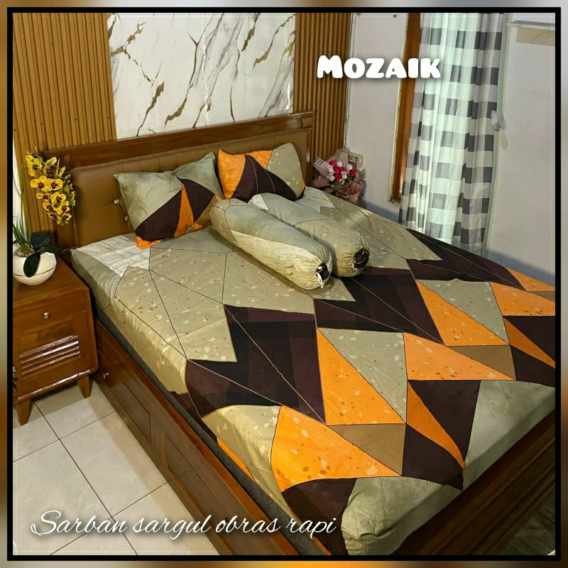 SPREI SPRAI SEPRAI MARBLE 3D PINK AESTHETIC UK 120,160,180,200 / Seprei Set Motif Kotak Hitam Grey