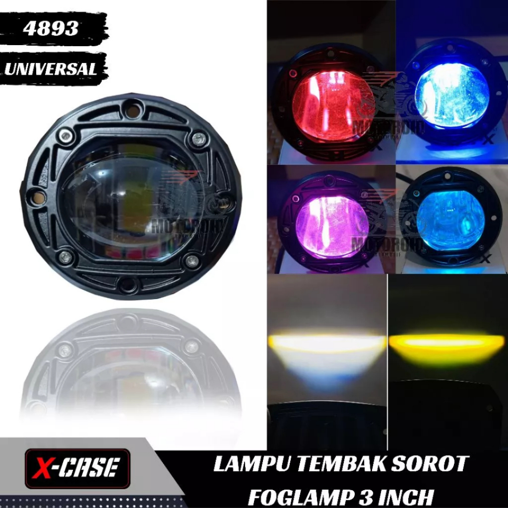 ￼Lampu Tembak Sorot Kotak Bulat LED 3 INCH Cut Off HILO 2 warna 30Watt BUMPER FOGLAMP Full Aluminium