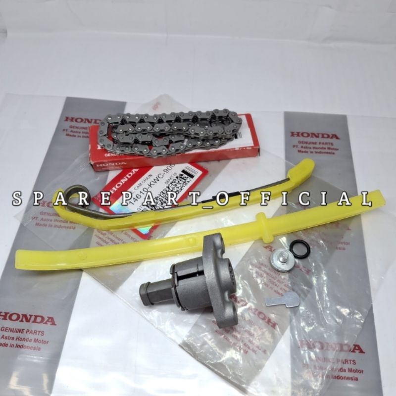 Rantai Keteng+Tonjokan Keteng+Karet Tensioner KWC Honda Motir CS1,CS One