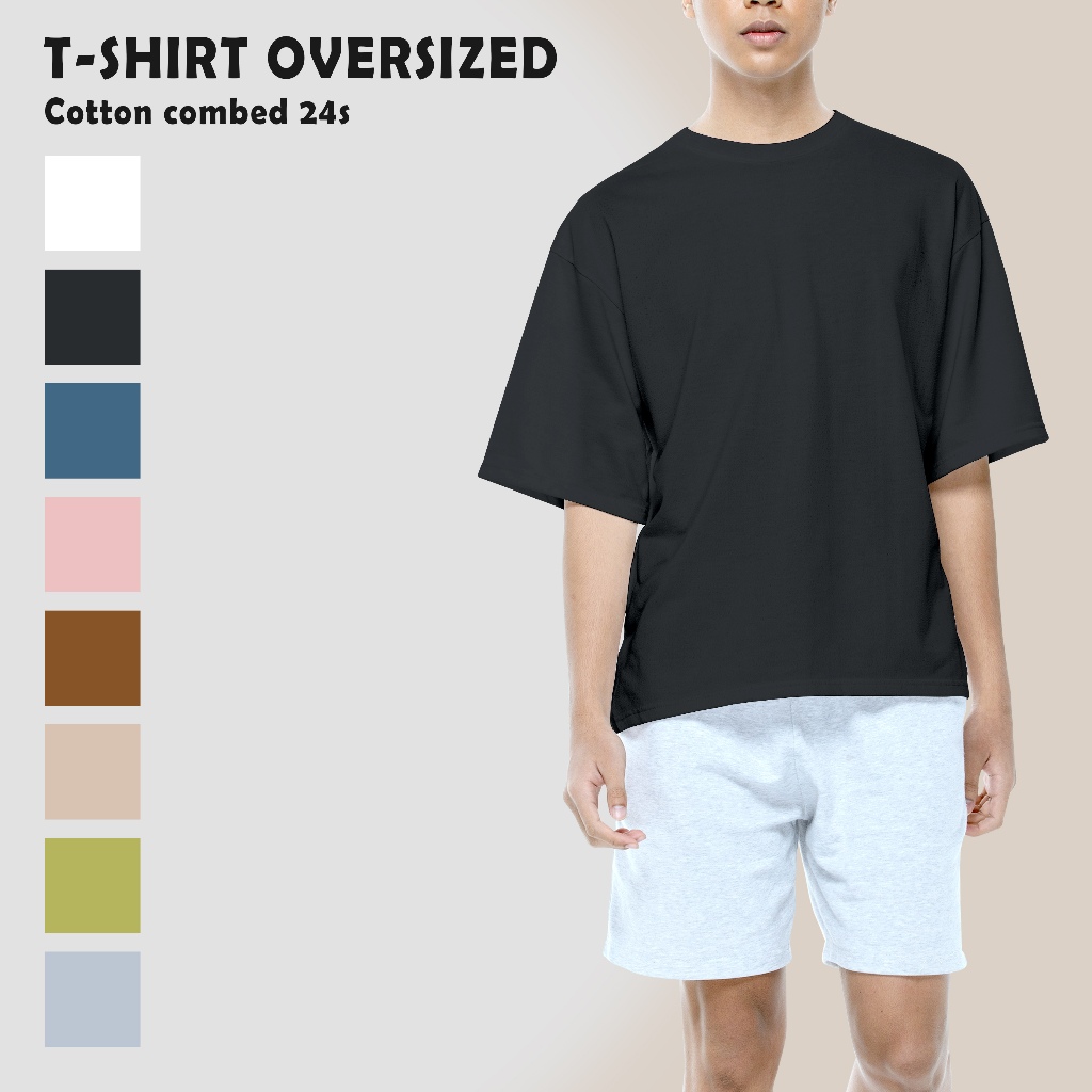 SKYN - KAOS OVERSIZE BASIC POLOS UNISEX COTTON COMBED 24S TEBAL KOREAN STYLE