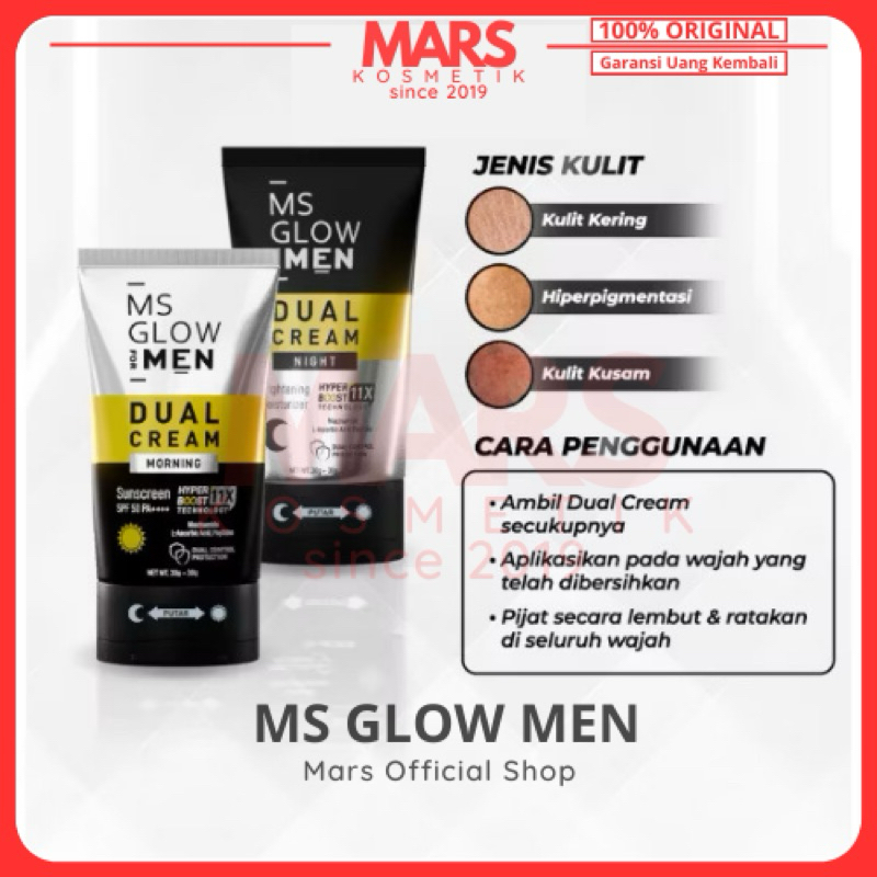 MS Glow For Men Cream Day Night Energy Bright Siang dan Malam Cerahkan Wajah