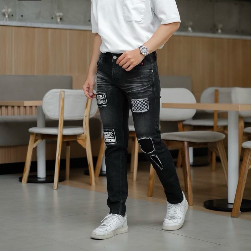 Celana Jeans Pria Sobek / Ripped SoftJeans rucas Premium