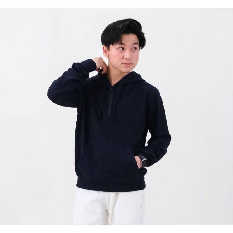 Sweater Lengan Panjang Pria Long Jacket Hoodie Zipper Outfit Reguler Fit Korean Style Zipper