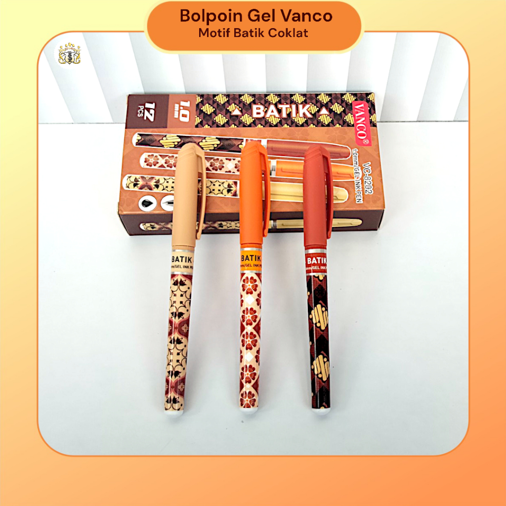 

[1 Pack Isi 12 ] Bolpoin Gel Vanco 1,0 mm Warna Hitam Motif Batik untuk Sekolah/Kantor/Serbaguna
