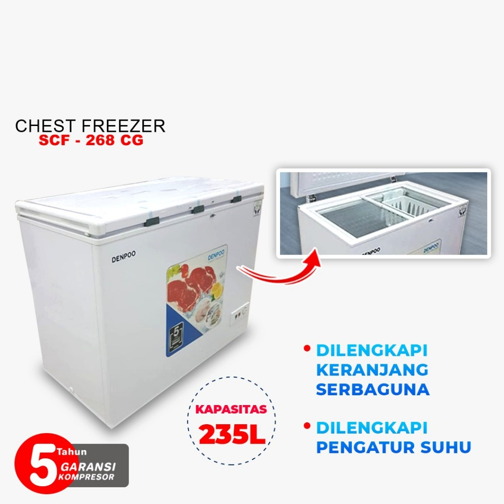 DENPOO CHEST FREEZER KULKAS BOX SCF 268CG
